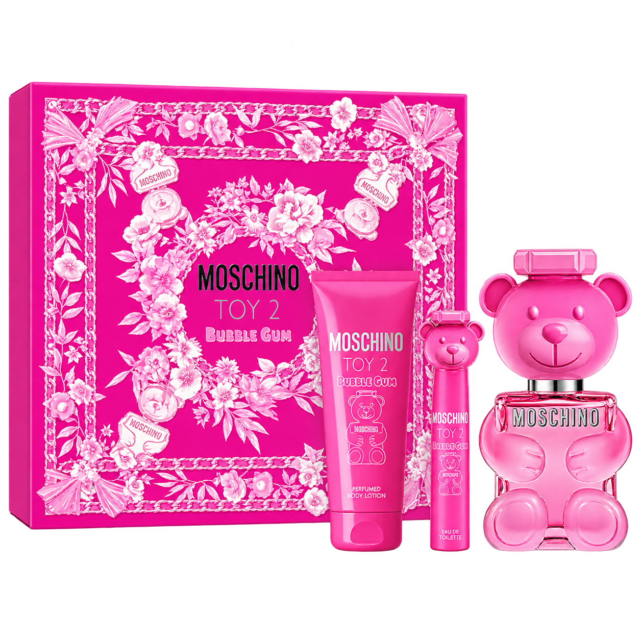Set de Moschino Toy 2 Bubble Gum (3PC) 100 ml EDT / 100 ml body lotion y 10 ml de perfume para viaje EDT - Mujer