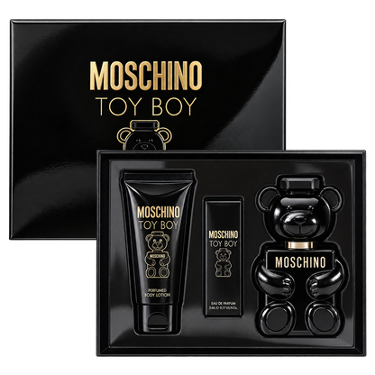 Set de Moschino Toy Boy (3PC) 100 ml Edp/ 100 ml gel de baño y 10 ml de perfume para viaje EDT MEN